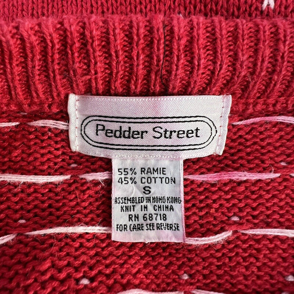 Vintage Pedder Street Red Fair Isle Cat Kitten Knitters Yarn Sweater Small - Picture 5 of 7